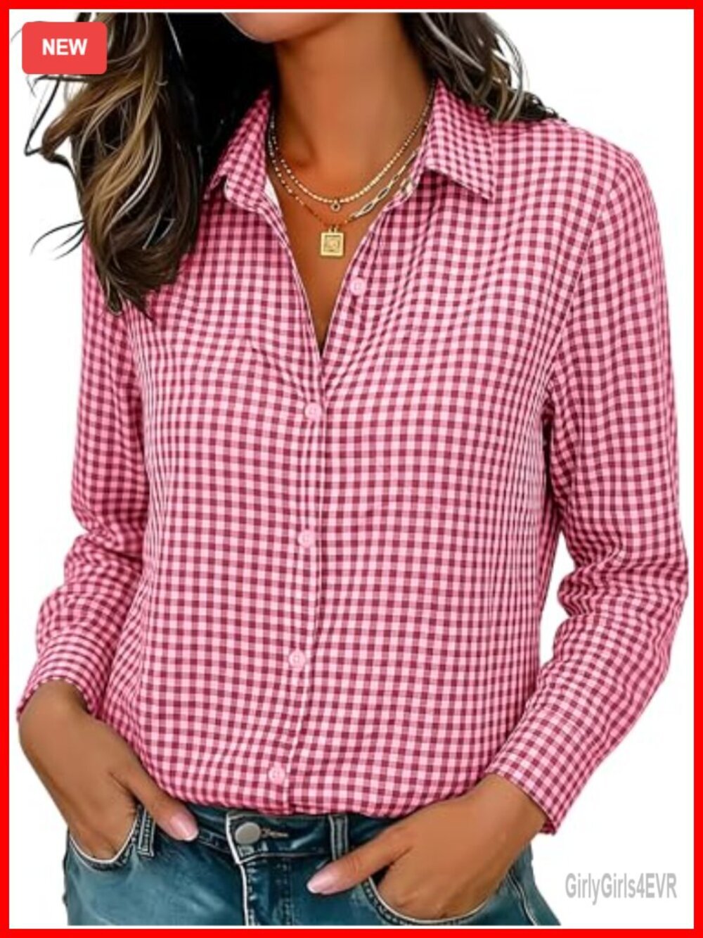 Wrinkle-Free Stretch Button Down Shirt, Long Sleeve Casual Work Blouse